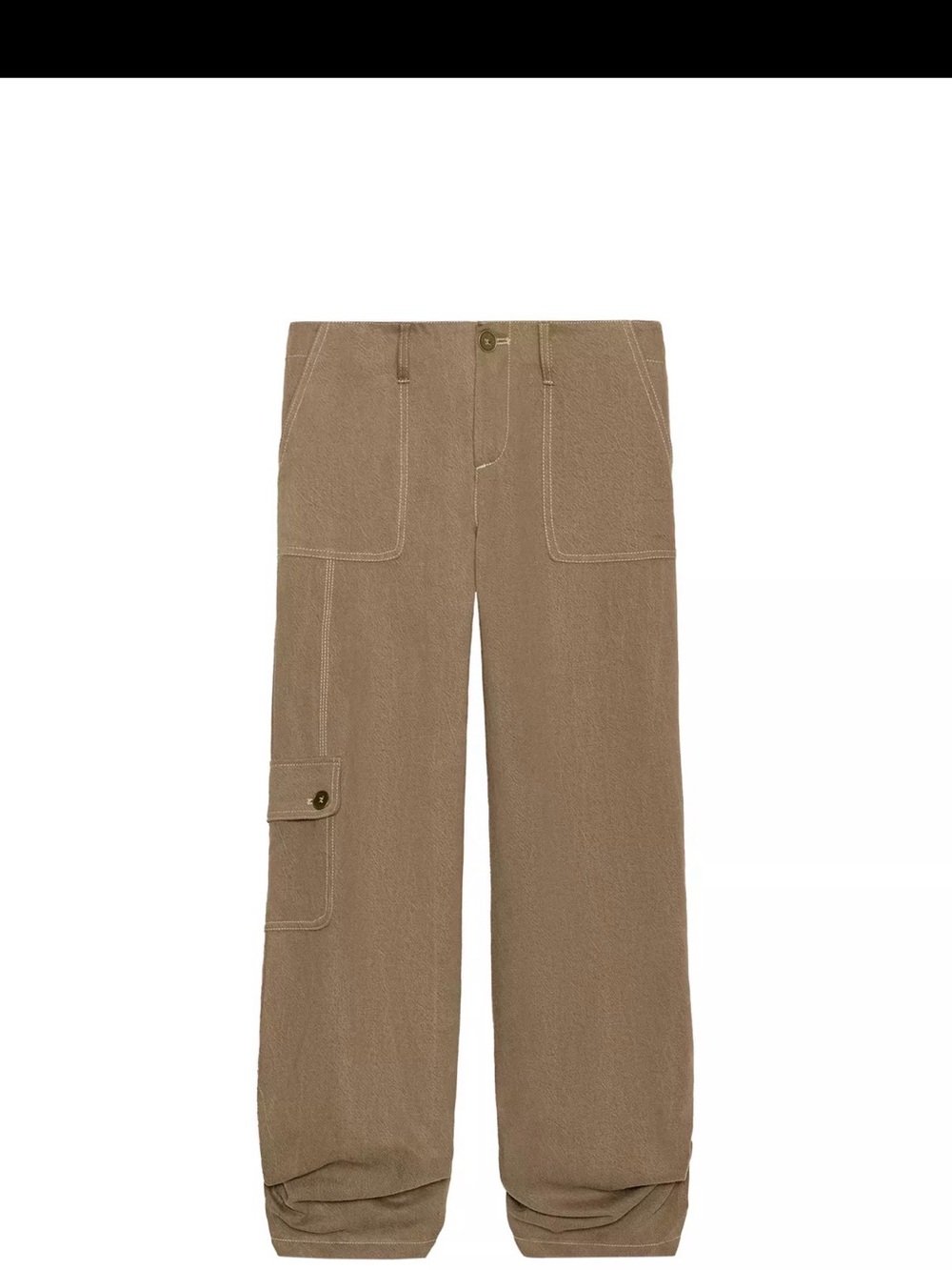 Zara Flowy Gathered Cargo Pants in Light Brown